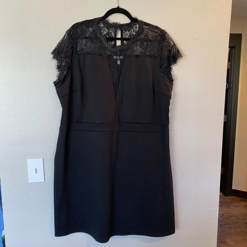 Maurices Lace Inset Ponte Dress Black - Picture 9 of 10